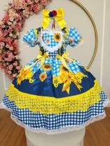 Vestido Xadrez Festa Junina Infantil Azul Girassol Junino Caipira Quadrilha Sinhá São João Rodado Vestido Xadrez Festa Junina Infantil Azul Girassol Junino Caipira Quadrilha Sinhá São João Rodado
