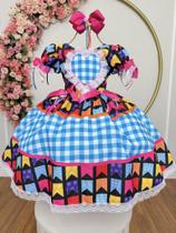 Vestido Xadrez Festa Junina Infantil Azul Preto Coração Laços Junino Caipira Quadrilha Rodado Sinhá Vestido Xadrez Festa Junina Infantil Azul Preto Coração Laços Junino Caipira Quadrilha Rodado Sinhá