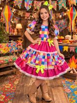 Vestido Xadrez Festa Junina Infantil Pink Rosa Colorido Junino Caipira Quadrilha Luxo Rodado Sinhá Vestido Xadrez Festa Junina Infantil Pink Rosa Colorido Junino Caipira Quadrilha Luxo Rodado Sinhá