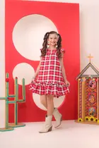 Vestido Xadrez Infantil Estilosa 1 A 14 Anos Moda Festa