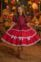 Vestido Xadrez Infantil Vermelho Laços Babados Festa Junina Junino Caipira Quadrilha Luxo São João Vestido Xadrez Infantil Vermelho Laços Babados Festa Junina Junino Caipira Quadrilha Luxo São João