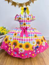 Vestido Xadrez Junino Infantil Rosa Pink Girassol Laço Festa Junina Caipira Quadrilha Sinhá Luxo Vestido Xadrez Junino Infantil Rosa Pink Girassol Laço Festa Junina Caipira Quadrilha Sinhá Luxo