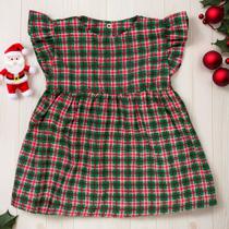 Vestido Xadrez Para Bebê - Verde E Vermelho