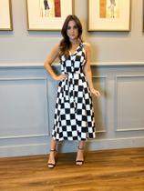 Vestido xadrez preto e branco