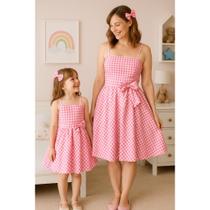Vestido Xadrez Temático Festa Infantil Luxo Fazendinha com laço Vestido Menina Aniversário Tamanho:8 Vestido Xadrez Temático Festa Infantil Luxo Fazendinha com laço Vestido Menina Aniversário Tamanho:8