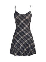 Vestido xadrez WDIRARA com alça espaguete sem mangas e bainha larga Vestido xadrez WDIRARA com alça espaguete sem mangas e bainha larga
