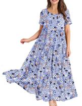 Vestido YESNO casual, solto, boêmio, floral, longo, maxi, 2GG, EJF