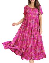 Vestido YESNO casual, solto, boêmio, floral, longo, Maxi S EJF CR26