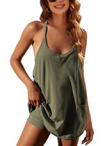 Vestido Yidarer Summer Athletic Mini Dress com shorts ArmyGreen