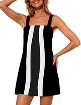 Vestido Yidarer Summer Mini Dress Color Block Black para mulheres Vestido Yidarer Summer Mini Dress Color Block Black para mulheres
