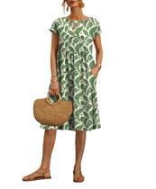 Vestido Yodutry feminino Boho de manga curta com estampa floral verde XL Vestido Yodutry feminino Boho de manga curta com estampa floral verde XL