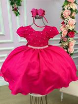 Vestido Ysa Kids Pink com Detalhes em Pérolas