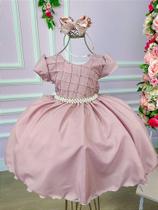 Vestido Ysa Kids Rosa com Peito de Pérolas Vestido Ysa Kids Rosa com Peito de Pérolas