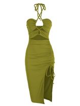 Vestido ZAFUL sem mangas Midi Halter Criss Cross Cami