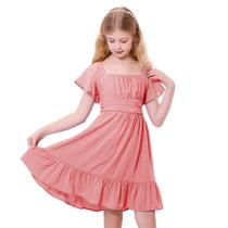 Vestido Zando Pink para meninas tamanho 10-12 Vestido de verão de manga curta