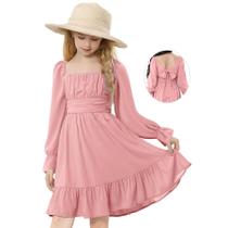 Vestido Zando rosa para meninas de manga comprida de 11 a 12 anos GG Vestido Zando rosa para meninas de manga comprida de 11 a 12 anos GG