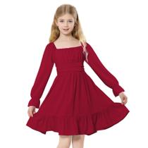 Vestido Zando vermelho para meninas tamanho 10-12 Vestido de outono de manga comprida Vestido Zando vermelho para meninas tamanho 10-12 Vestido de outono de manga comprida