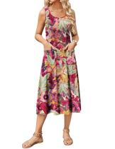 Vestido Zeagoo 2025 de verão sem mangas floral A-line Midi Vestido Zeagoo 2025 de verão sem mangas floral A-line Midi