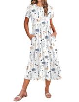 Vestido Zeagoo, camiseta 2025 para mulheres, branco, floral, tamanho XXL Vestido Zeagoo, camiseta 2025 para mulheres, branco, floral, tamanho XXL