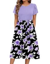 Vestido Zeagoo de comprimento médio floral de verão para mulheres plus size Vestido Zeagoo de comprimento médio floral de verão para mulheres plus size