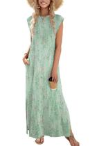 Vestido Zeagoo Floral Maxi sem mangas com bolsos para mulheres