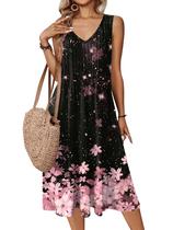 Vestido Zeagoo sem mangas, regata midi plissada, vestido de verão para mulheres Vestido Zeagoo sem mangas, regata midi plissada, vestido de verão para mulheres