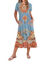 Vestido Zeagoo Summer 2025 para mulheres de manga curta A Line XL Vestido Zeagoo Summer 2025 para mulheres de manga curta A Line XL