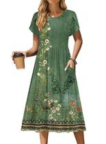 Vestido Zeagoo Summer de manga curta midi com bolsos para mulheres