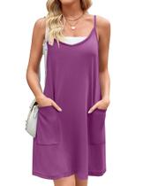 Vestido Zeagoo Summer Spaghetti Spaghetti Spaghetti Casual Beach Purple GG