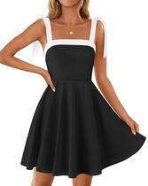 Vestido ZESICA 2025 Summer Boho com gola quadrada, mini preto, feminino