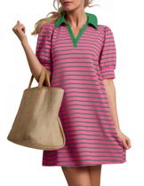 Vestido ZESICA, minivestido listrado casual de verão 2025 para mulheres