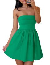 Vestido ZESICA Summer, minivestido sem alças, verde para mulheres Vestido ZESICA Summer, minivestido sem alças, verde para mulheres