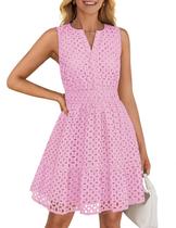 Vestido ZESICA Summer sem mangas com decote em V, ilhós, rosa