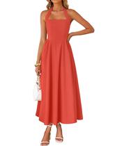 Vestido ZESICA Summer sem mangas Halter Midi Vermelho Melancia Vestido ZESICA Summer sem mangas Halter Midi Vermelho Melancia