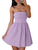 Vestido ZESICA Summer Strapless Mini 2025 Off Shoulder Purple