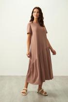 Vestido ZU Manga Curta Bulevar Marrom Avelã P