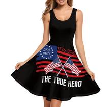Vestido ZWPINITUP sem mangas casual 250º aniversário 3XL Vestido ZWPINITUP sem mangas casual 250º aniversário 3XL