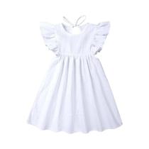 Vestidos De Bebê Com Babados De Algodão De Linho Branco Para Meninas Verão Festa De Primeiro