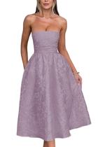 Vestidos de boas-vindas sem alças de verão com bolsos, espartilho A Line, vestidos de festa midi, glicínia