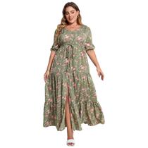 Vestidos de praia boêmio floral estampado feminino, plus size, verão, feriado, novo estilo