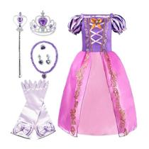 Vestidos de Princesa para Meninas - Rapunzel, Cinderela, Bela - Festa de Aniversário e Halloween