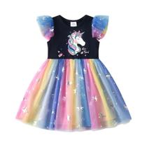 Vestidos De Unicórnio Sem Mangas Para Meninas, Vestido Gradiente Com Renda Para Festa De Aniversário Vestidos De Unicórnio Sem Mangas Para Meninas, Vestido Gradiente Com Renda Para Festa De Aniversário