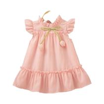 Vestidos De Verão Sem Mangas Com Renda E Laço Para Meninas, Roupas Casuais Em Cores Sólidas