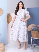 Vestidos Feminino Longo Soltinho Verão de Festa Convidada com Botões
