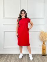 Vestidos Feminino Midi Com Bolso Vestido De Manga Curta Muscle Tee Tecido Algodão