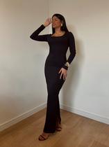 Vestidos Femininos Festa Midi Tubinho Manga Longa Fenda Moda Vestidos Femininos Festa Midi Tubinho Manga Longa Fenda Moda