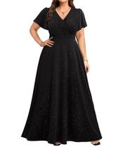 Vestidos formais plus size, mulheres negras, convidados de casamento, vestidos de noite, baile, glitter, mãe, elegante, vestido longo de gala com manga