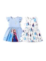 Vestidos infantis Disney Frozen Elsa e Anna, pacote com 2 vestidos para meninas, 4-5T