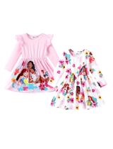 Vestidos infantis Disney Princess Moana e Ariel 2T, pacote com 2