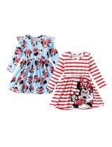 Vestidos infantis para meninas Disney Minnie Mouse, pacote com 2, 5 a 6 anos